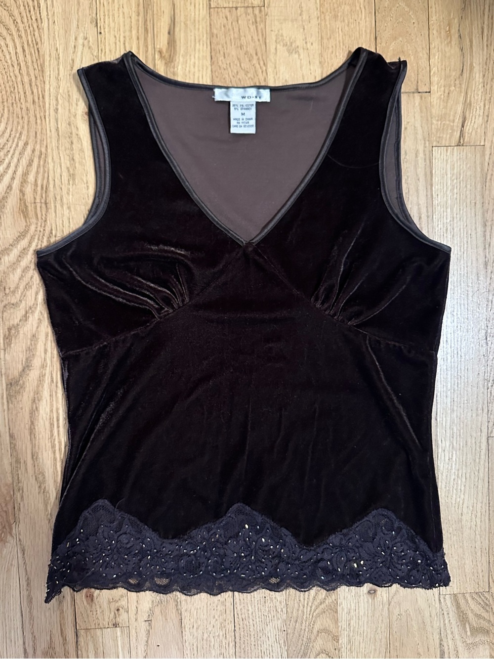 2000s Velvet Lace Trim Tank